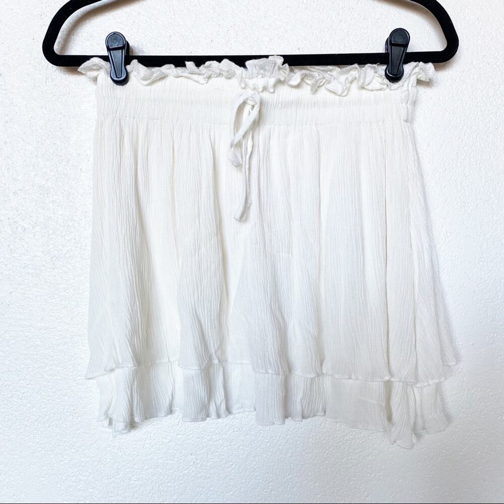 Hazel Elastic Waist Crinkle Layered Mini Skirt Size Medium